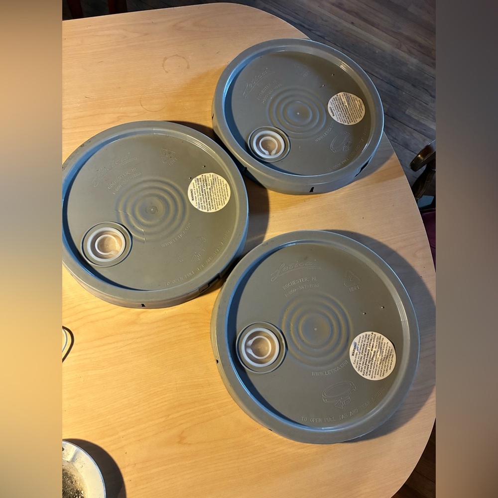 Set of 3 Gray Plastic Airtight 5 gallon bucket lids brand new